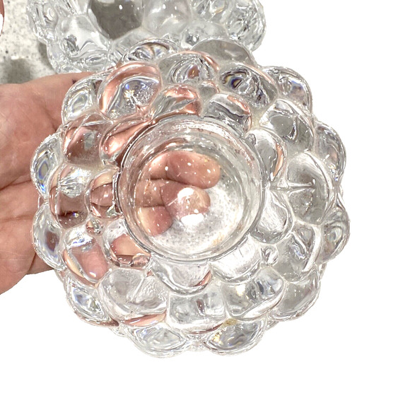 2 Vintage ORREFORS Crystal Art Glass Raspberry Votive Tea Light Holders Sweden - Picture 3 of 5